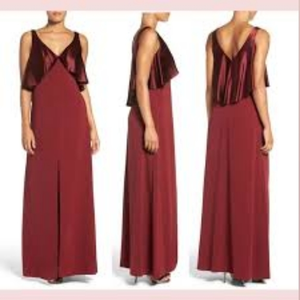NWT Jill Jill Stuart Oxblood Red Satin Contrast‎ Evening Gown Dress size 12